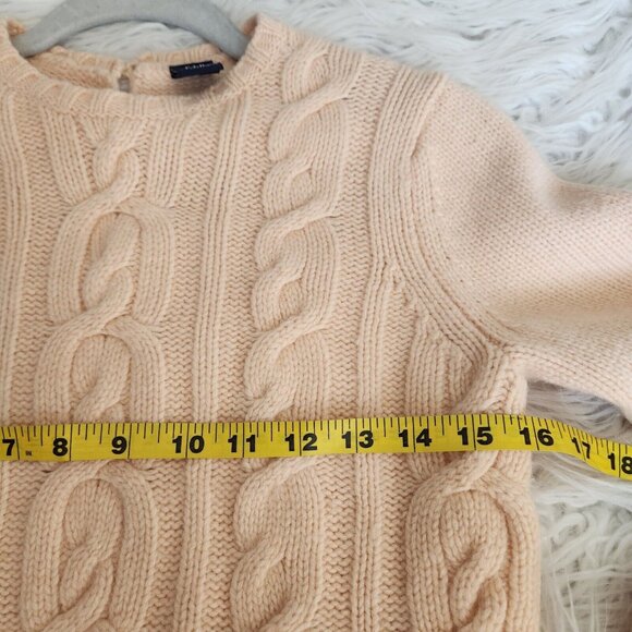 Vtg Y2K GAP Sweater Womens S Cable Knit Wool Angora Cashmere Blend Cropped Peach - Picture 6 of 14
